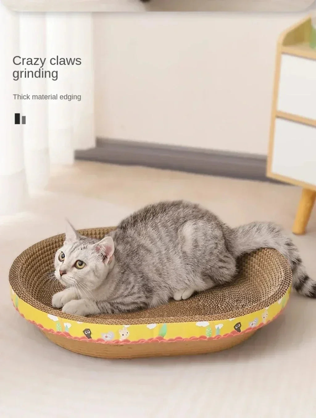 Cat Scratching Board Protect Furniture Grinding Claw Toys Oval Corrugated Paper Wear-resistant Cat Nest Cat Accessories