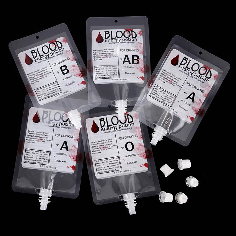 Halloween Blood Bags For Drinks Iv Bags Fake Blood Bags Halloween Party Supplies Zombie Vampire Juice Puree Bag Drink Pouches