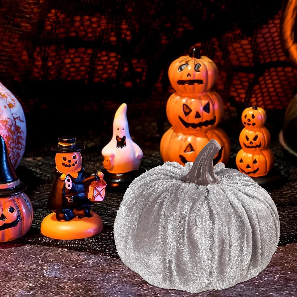 1pcs Small Velvet Pumpkins Faux Fabric Foam Pumpkin For Thanksgiving Halloween Decor Pumpkins Table Centerpiece For Wedding Deco