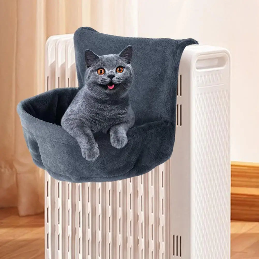 Cat Radiator Bed Hanging Cat Plush Bed with Strong Metal Frame Pet Winter Basket Hammock Hook Onto Radiator Up to 30kg