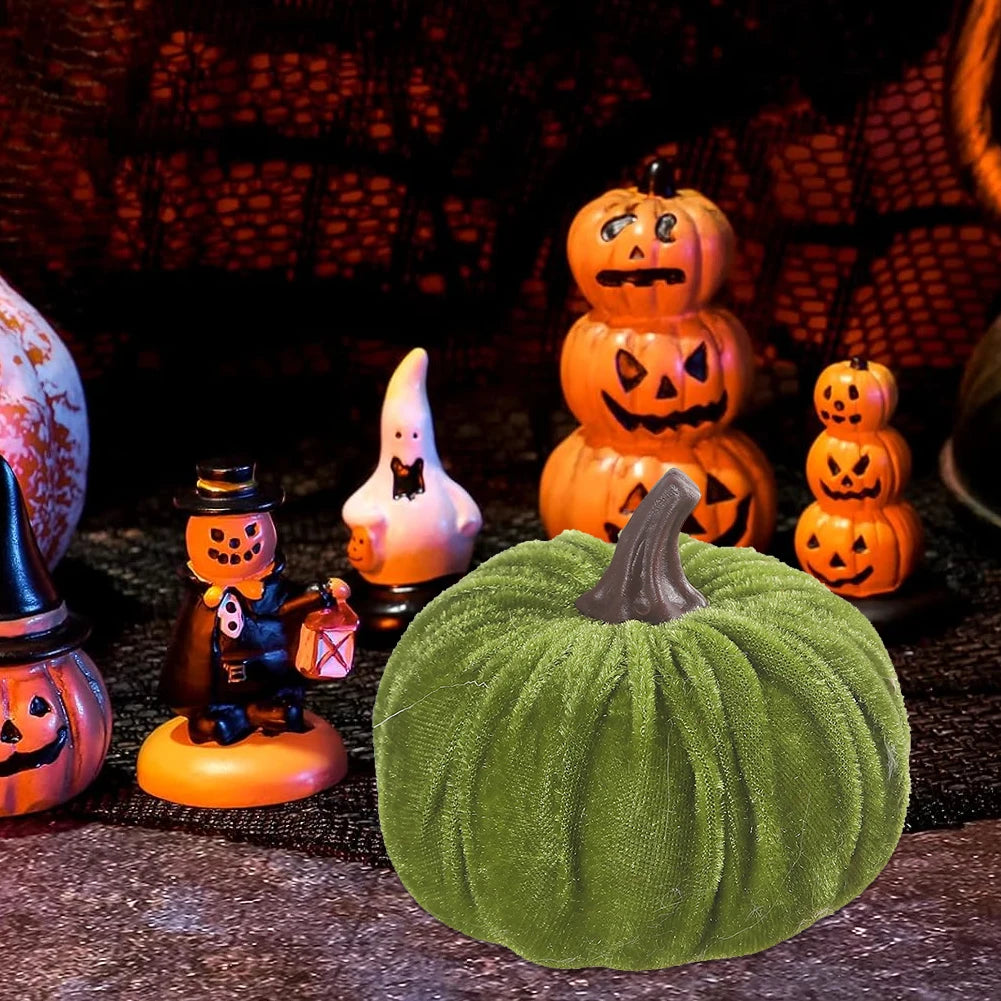 1pcs Small Velvet Pumpkins Faux Fabric Foam Pumpkin For Thanksgiving Halloween Decor Pumpkins Table Centerpiece For Wedding Deco