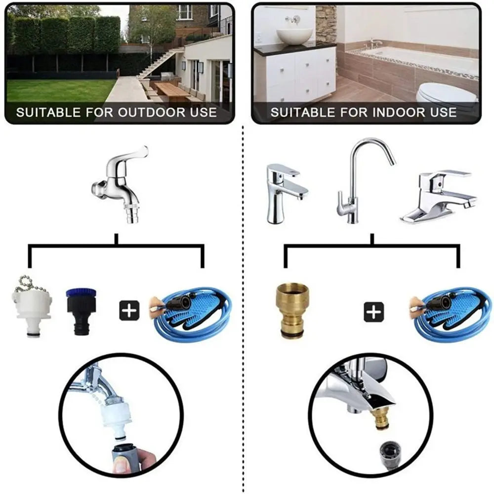 Adjustable Pet Spray Bathing Gloves Eco Friendly with Connecting Hose Dog Showerhead Dehairing Brush Pet Massage Glove