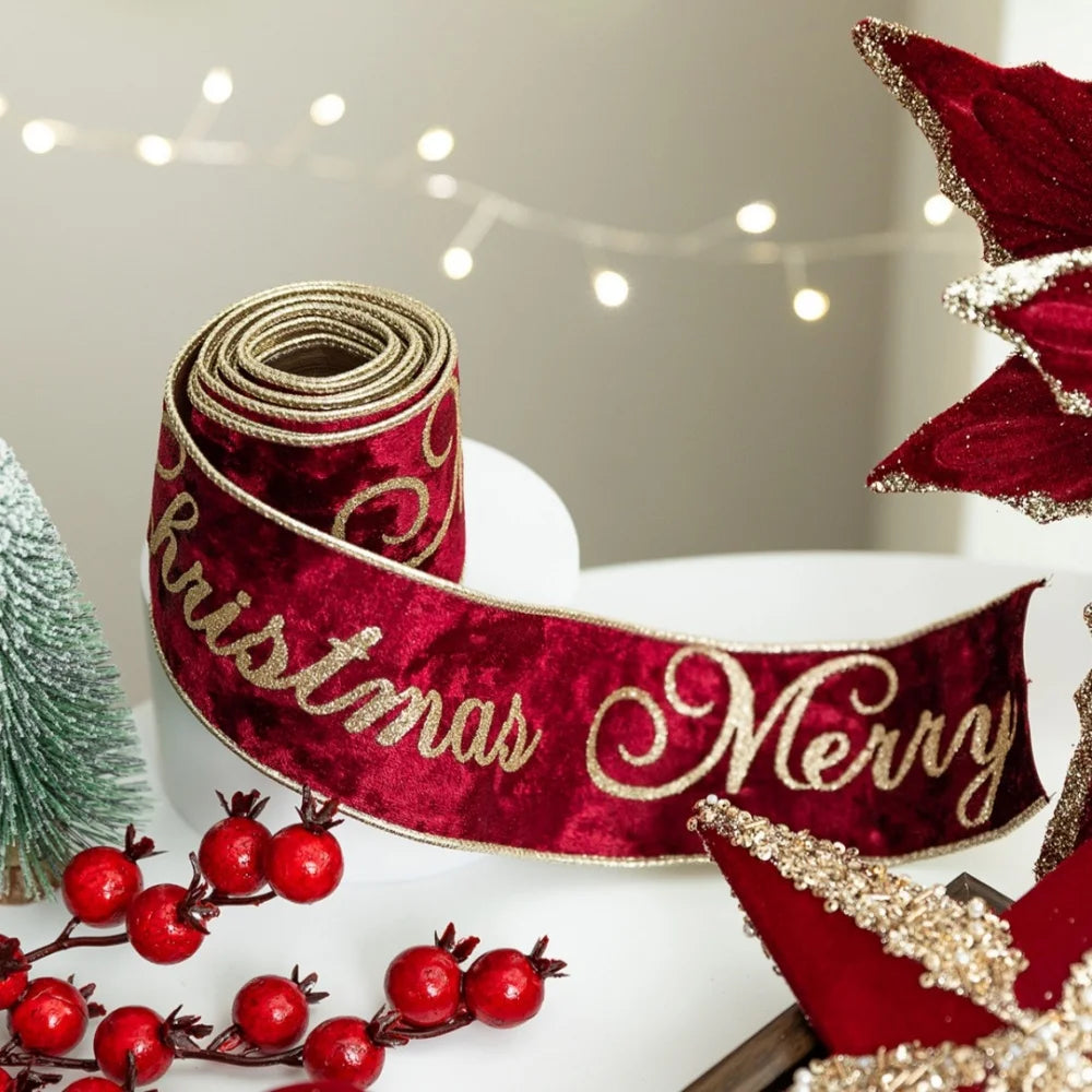 Christmas Tree Red Decorations Flocking Xmas Tree Top Star Bow Flower Burgundy Sequined Christmas Balls New Year Party Decors