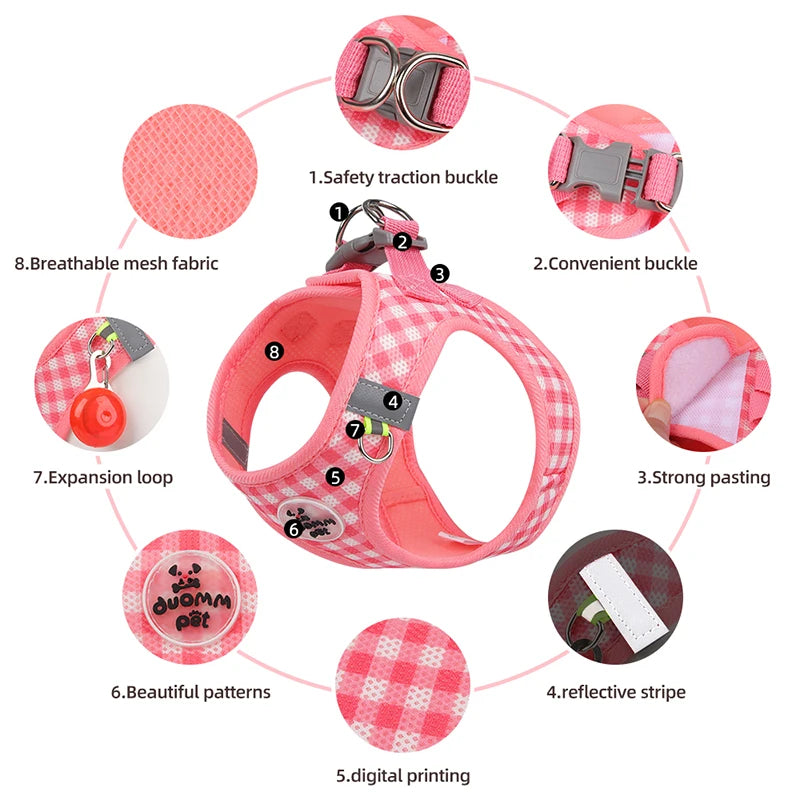 Cat Harness Fresh Plaid Cat Leashes Harness Anti-breakaway Adjustable Pet Harness for Cats and Puppies Accessories