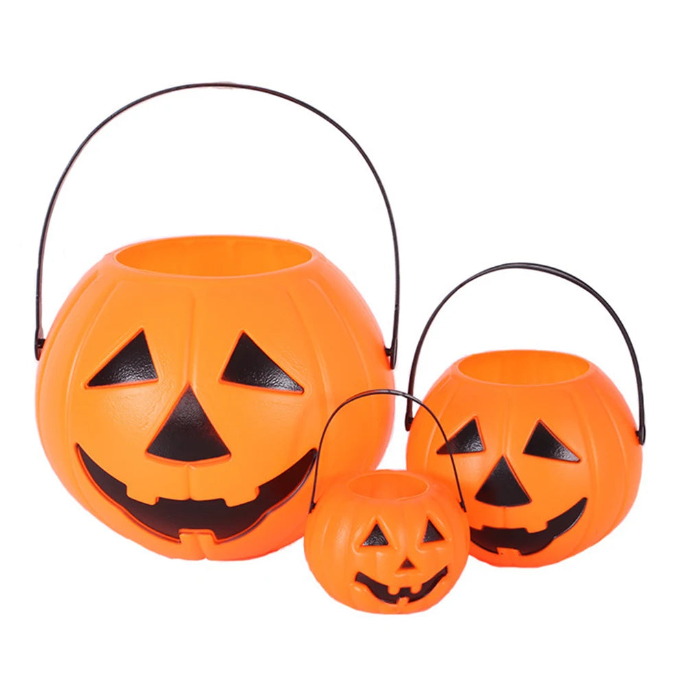 1pc Halloween Trick or Treat Pumpkin Bucket Candy Holder Portable Sweet Barrel Cute Design S/M/L Jar Kids Gift Decor Home/Hotel