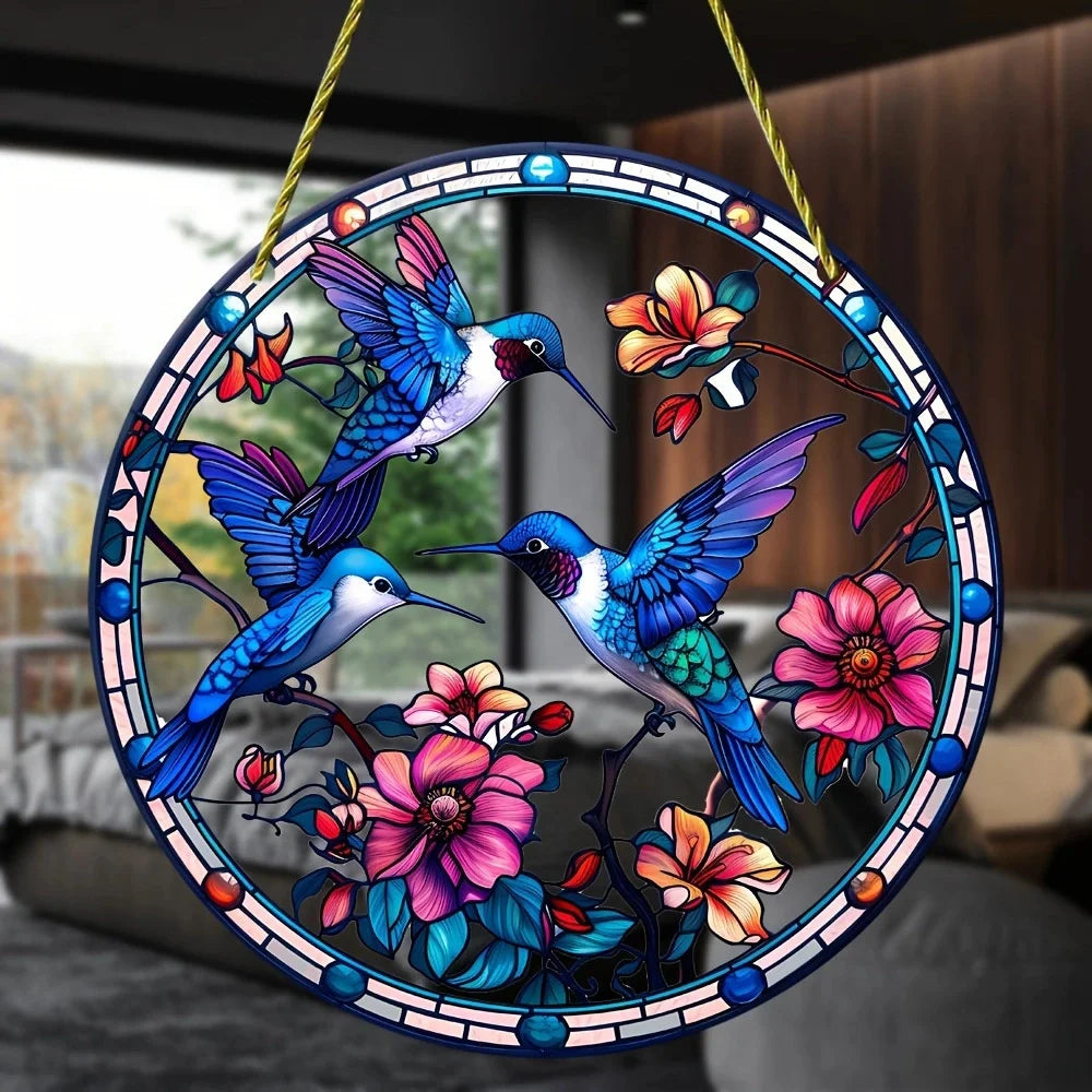 Creative Birds And Flowers Window Hanging 2d Birds And Flowers Tree Decor Flat Decor For Car Backpack Pet Lover