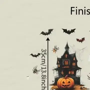 Halloween Window Stickers Pumpkin Bat Pattern Wall Stickers Self-adhesive Bedroom Living Room Horror Decoration