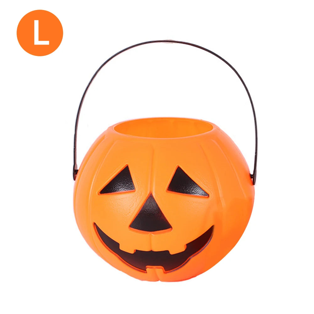 1pc Halloween Trick or Treat Pumpkin Bucket Candy Holder Portable Sweet Barrel Cute Design S/M/L Jar Kids Gift Decor Home/Hotel