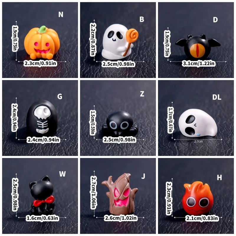 Y1UB Halloween Pumpkin Ghostly Elf Miniature Figurine Ornament Festival Home Decors