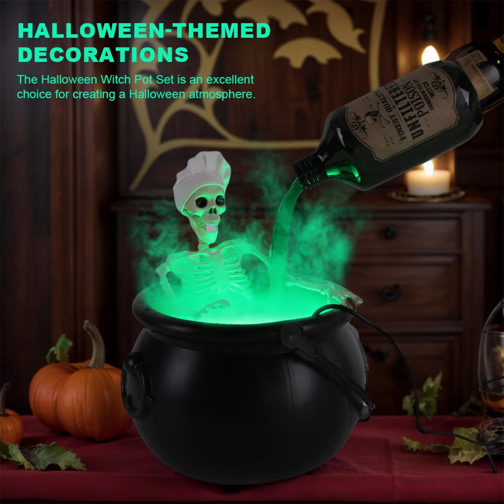 Halloween Decorations Magic Float Bottle with Witches Cauldron and Mist Maker Party Decor for Home Table Mantel Kitchen Room