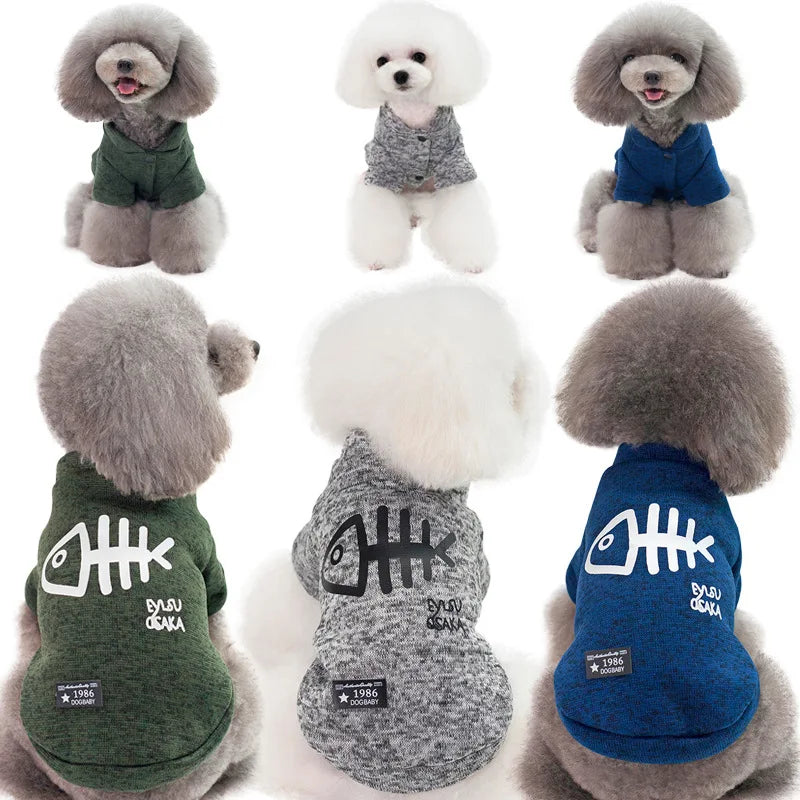 Fishbone Cat Clothes Winter Warm Pet Sweatshirt for Cats Dogs Puppy Clothing Ragdoll Sphynx Coat Chihuahua Poodle Jacket Apparel
