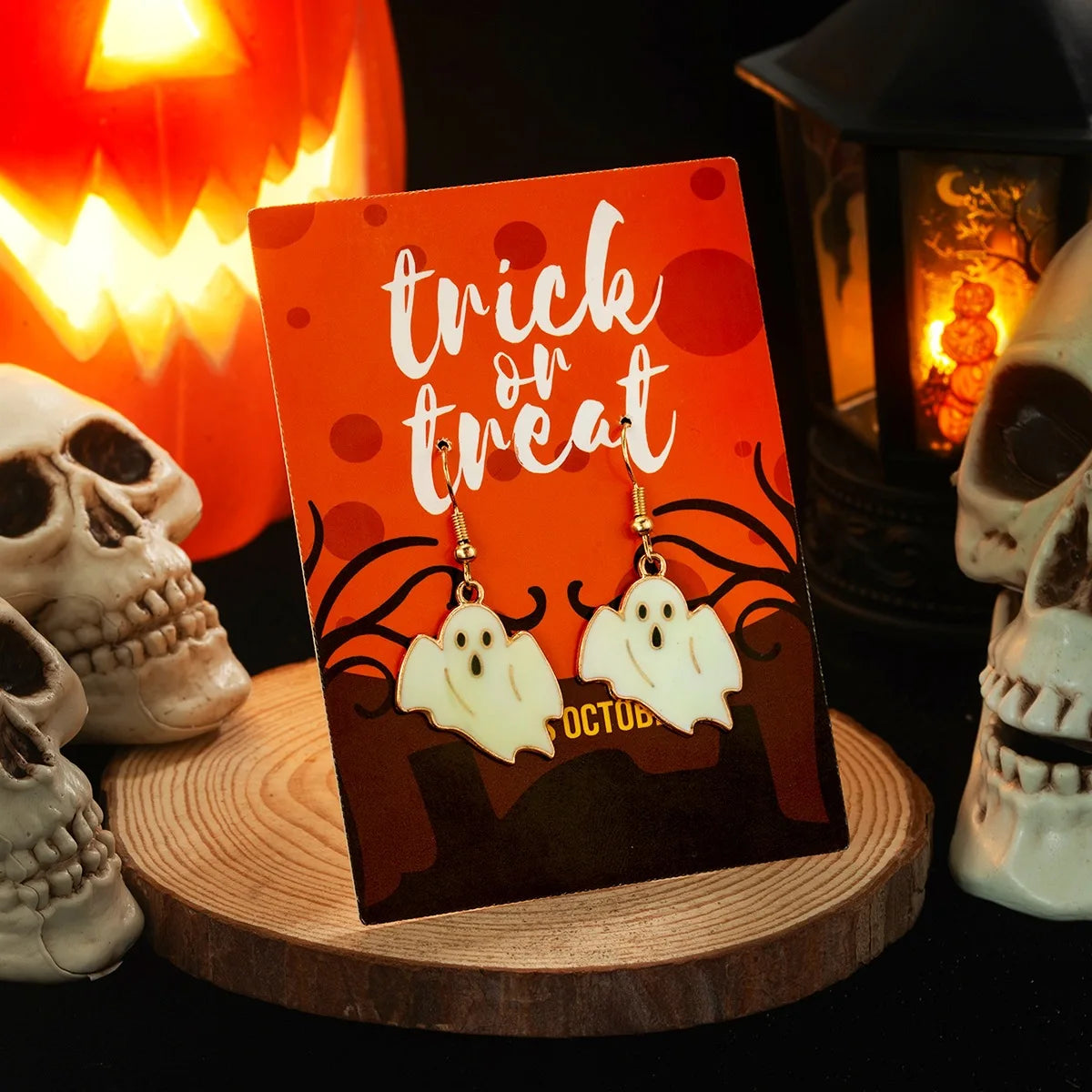 Trendy Luminous Halloween Ghost Pumpkin Dangle Earrings for Women Funny Festival Creative Party Gift Drop Earring Cute Jewelry