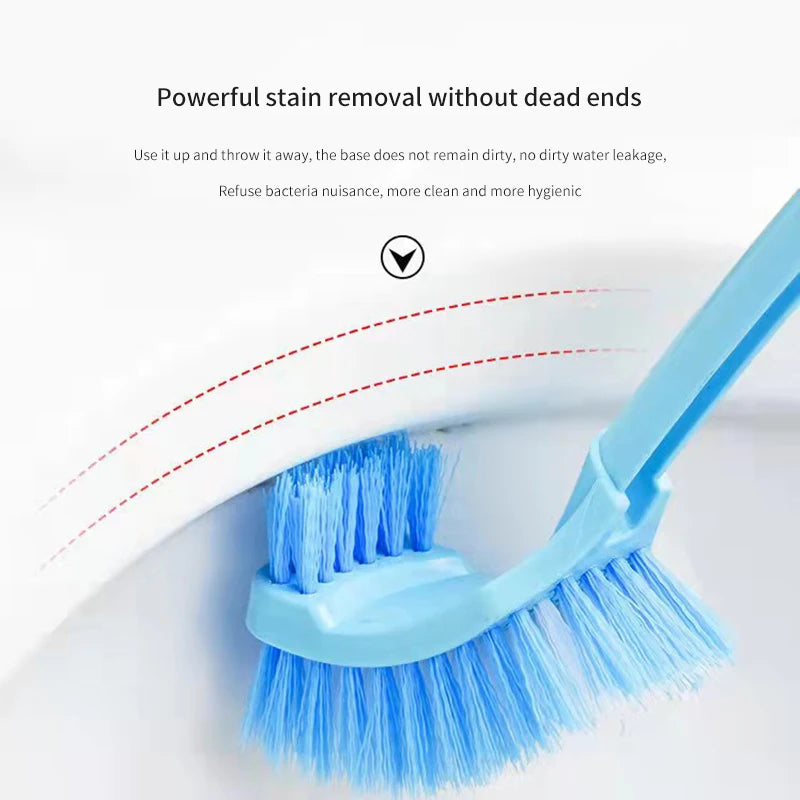1pc Toilet Brush Plastic Long Handle Double-sided Dead Soft Hair Cleaning Toilet Curved Scrub Floor Gap Corner Bathroom Cleaner