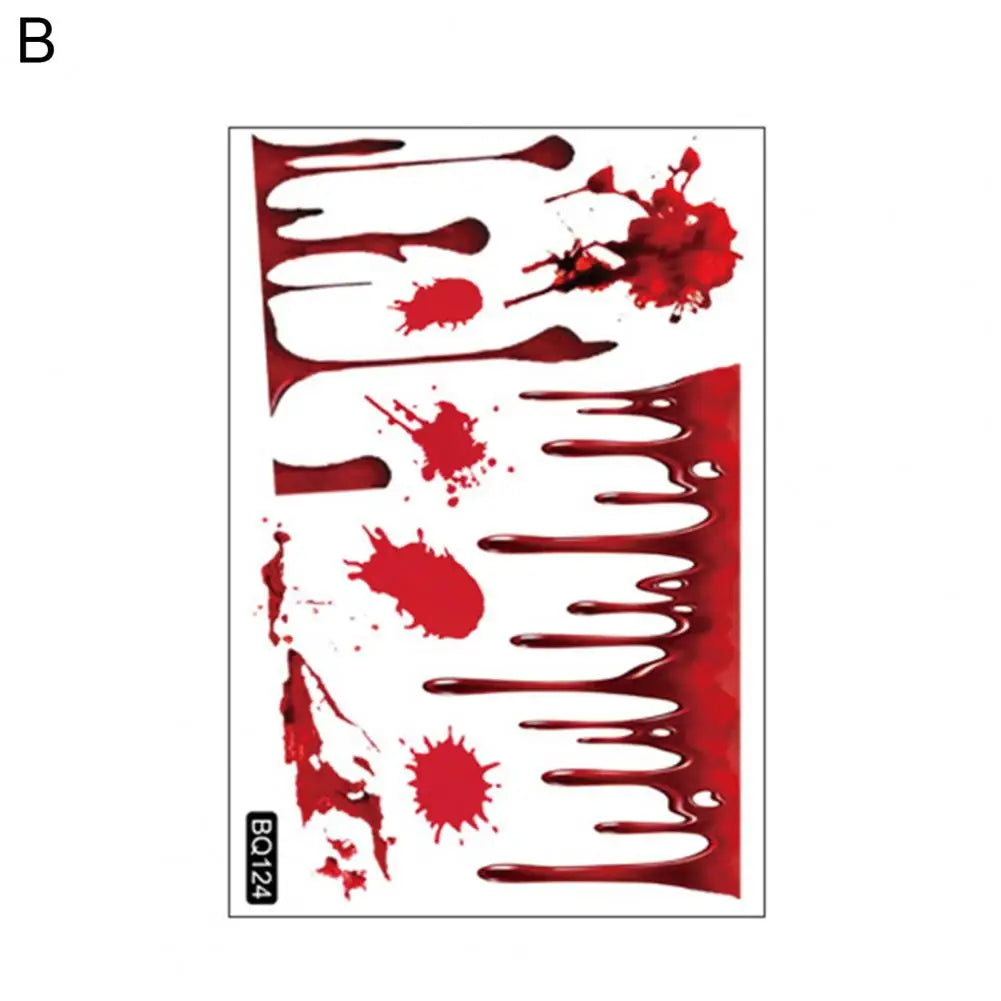 Halloween Sticker Ghost Shadow Blood Handprint Window Glass Sticker Traceless Scary Red Blood Print Window Wall Decal Decoration