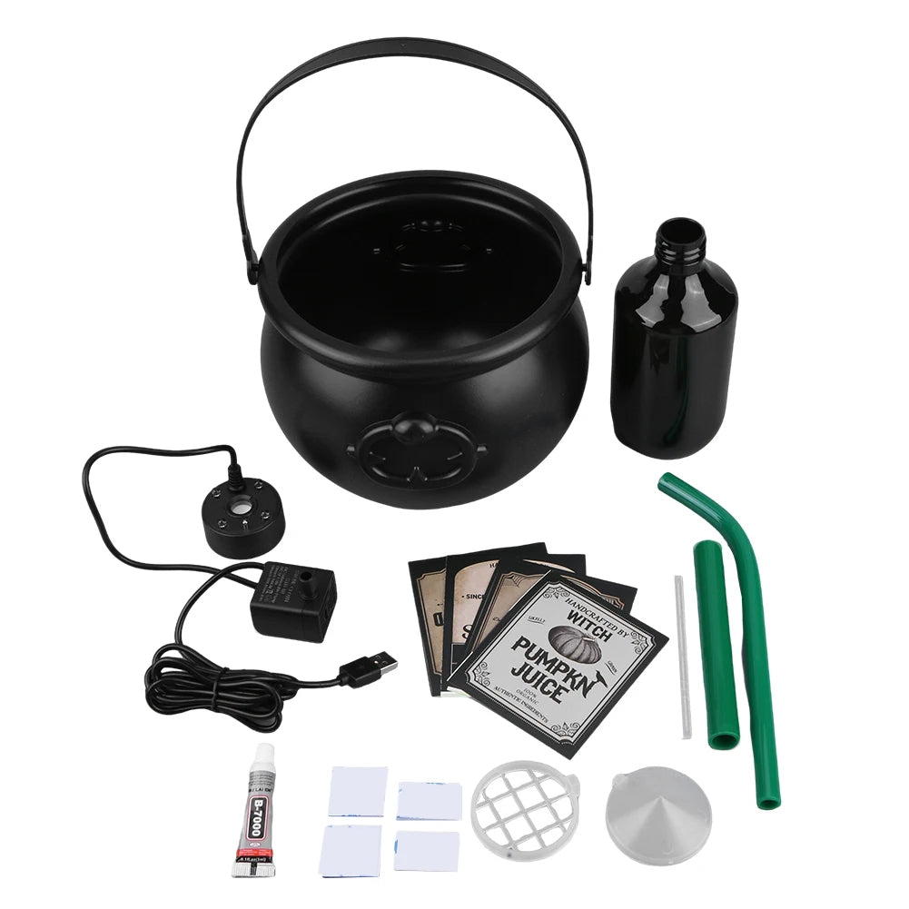 Halloween Decorations Magic Float Bottle with Witches Cauldron and Mist Maker Party Decor for Home Table Mantel Kitchen Room