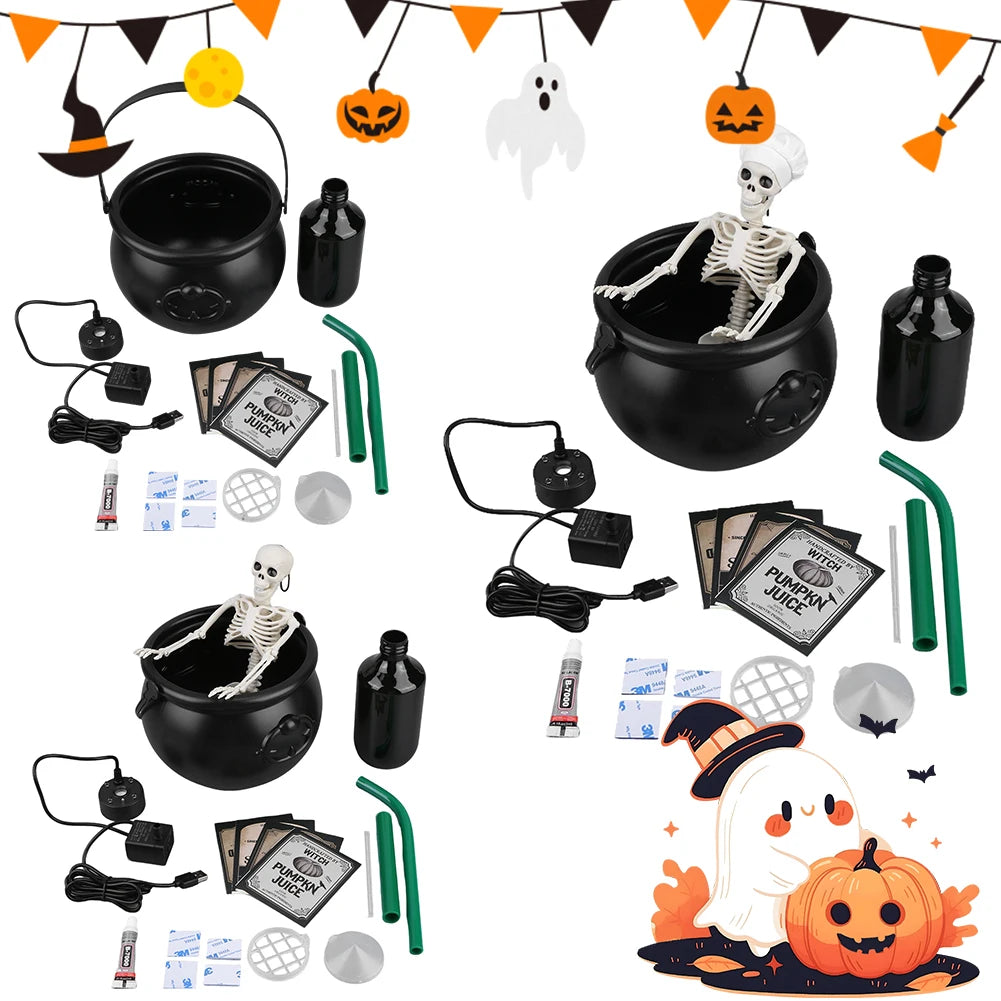 Halloween Decorations Magic Float Bottle with Witches Cauldron and Mist Maker Party Decor for Home Table Mantel Kitchen Room