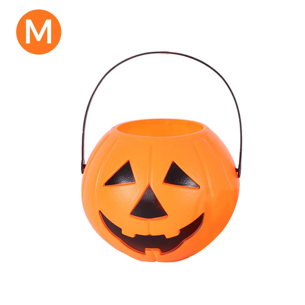 1pc Halloween Trick or Treat Pumpkin Bucket Candy Holder Portable Sweet Barrel Cute Design S/M/L Jar Kids Gift Decor Home/Hotel