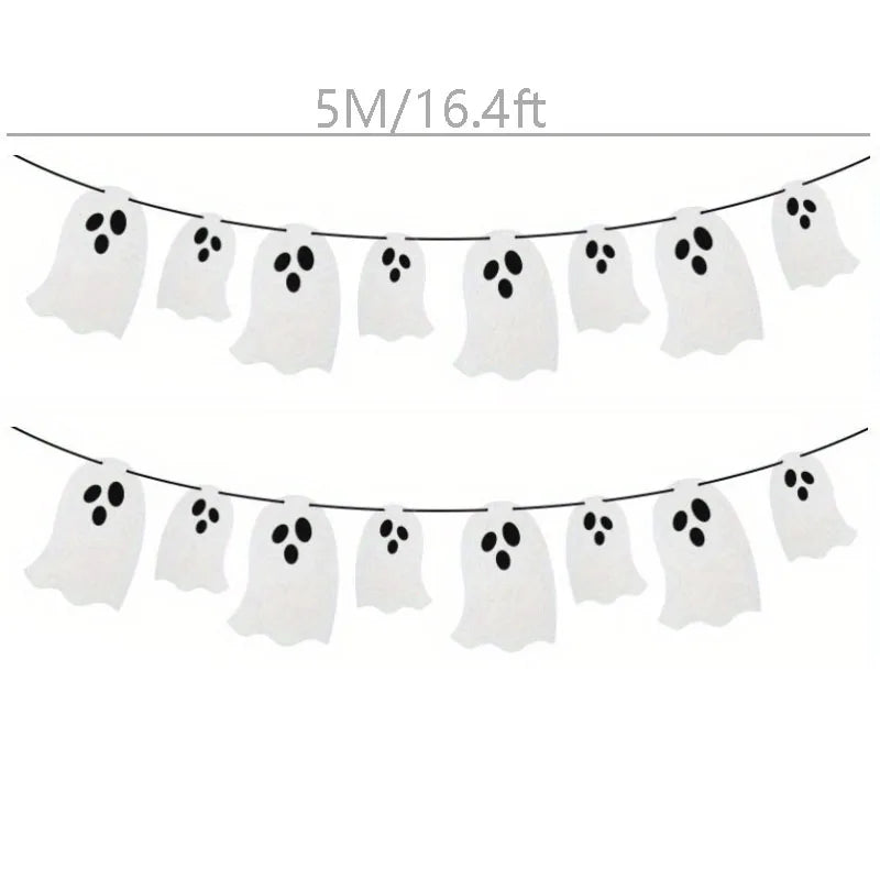 Happy Halloween Banners Ghost Bat Hanging Streamers Decorations Halloween Party Decorations Backdrop Decorations