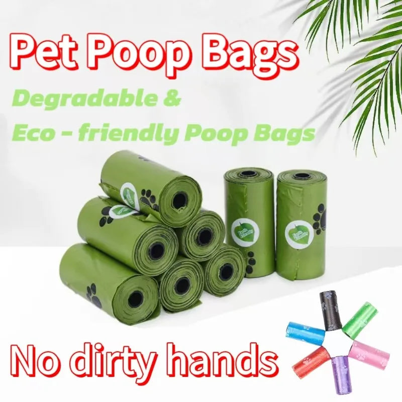 6/8/16Rolls Pet Dog Poop Bags Biodegradable Bulk Biobase Scented Poo Bag Degradable Cat Waste Bags Eco-Friendly Doggie Outdoor