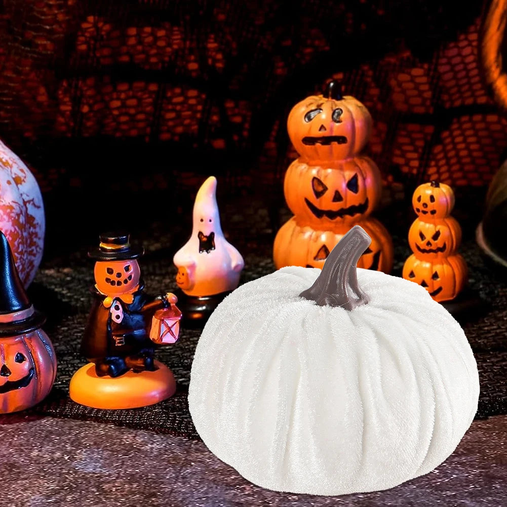 1pcs Small Velvet Pumpkins Faux Fabric Foam Pumpkin For Thanksgiving Halloween Decor Pumpkins Table Centerpiece For Wedding Deco