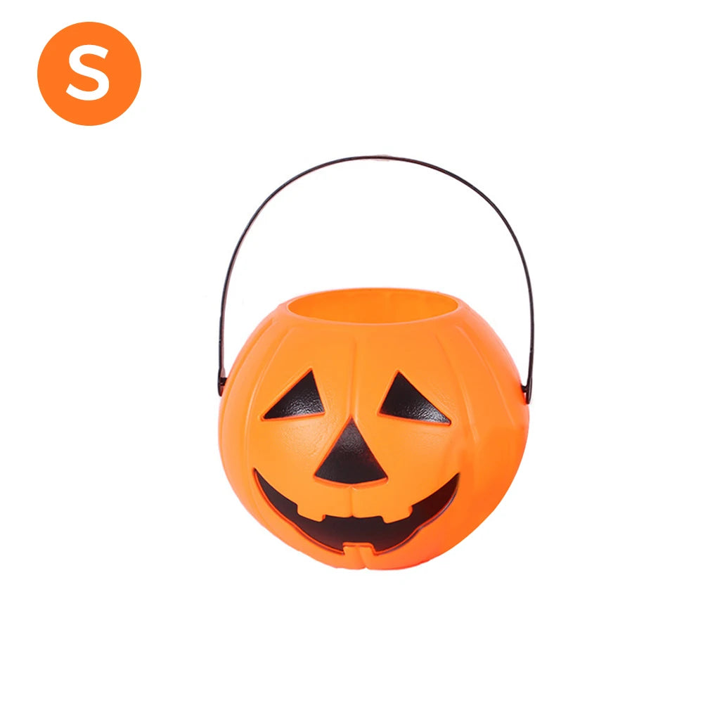 1pc Halloween Trick or Treat Pumpkin Bucket Candy Holder Portable Sweet Barrel Cute Design S/M/L Jar Kids Gift Decor Home/Hotel