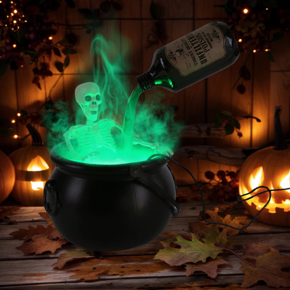 Halloween Decorations Magic Float Bottle with Witches Cauldron and Mist Maker Party Decor for Home Table Mantel Kitchen Room