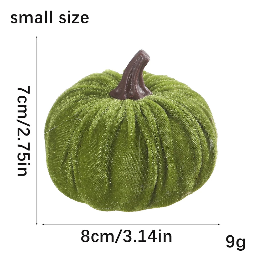 1pcs Small Velvet Pumpkins Faux Fabric Foam Pumpkin For Thanksgiving Halloween Decor Pumpkins Table Centerpiece For Wedding Deco