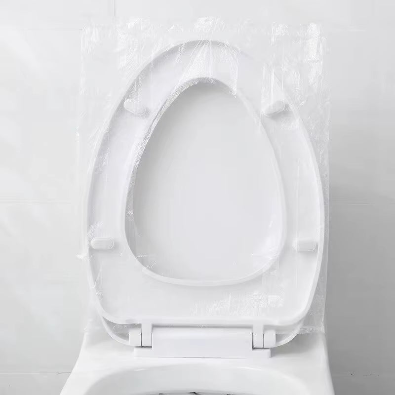 50 Pack Individually Wrapped Waterproof Disposable Plastic Toilet Seat Covers, Non-Slip Travel Protectors