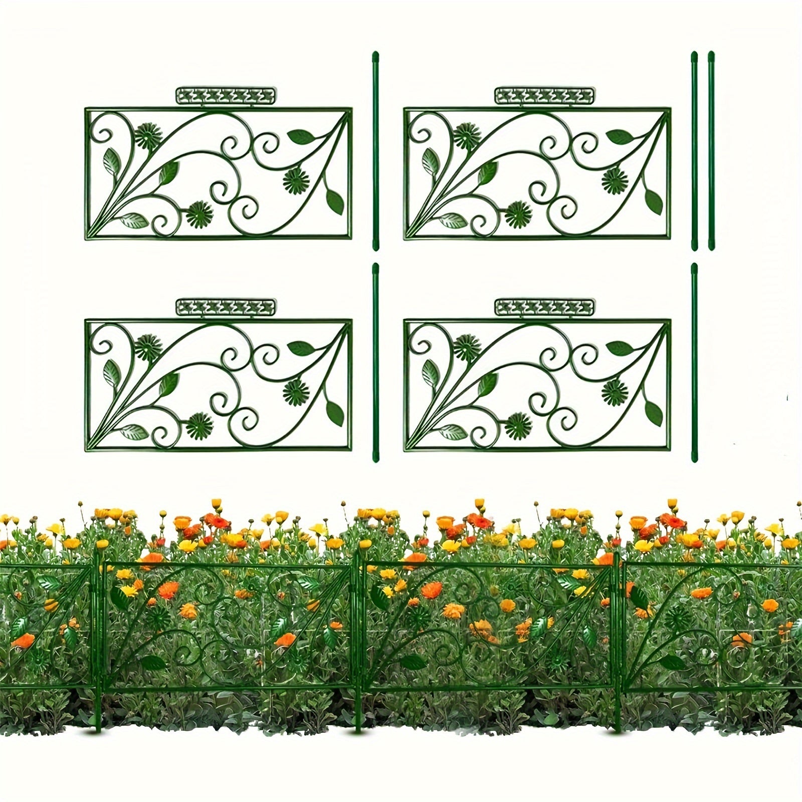 "Versatile Landscaping" Rustproof Decorative Garden Fence Border - No-Dig, Easy Install Flower Edging For Patio & Yard, Eco-Friendly Pp Material, Animal Barrier Included