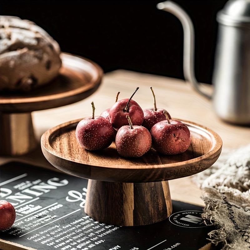 1PC Wood Round Dessert Plate, Wooden Cake Plate, Creative Food Serving Trays, Eco Naural Wood Dessert Fruit Snack Tray, Home Decor, Photography Props