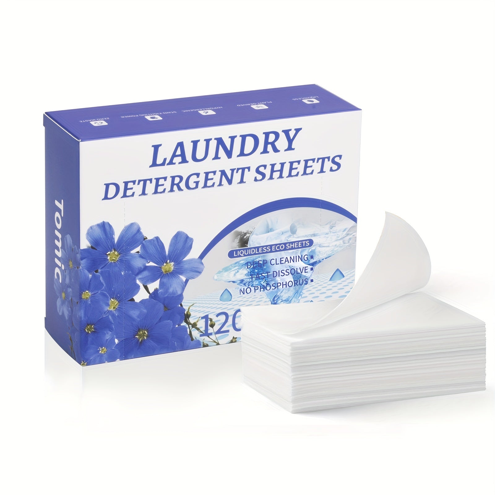 Natural Laundry Detergent Tablets 120 Dissolvable Washing Machine Laundry Detergent Tablets, Fresh Natural Floral Scent, Portable, Neat, Eco-Friendly, Plastic-Free Bottle, Efficient Cleaning (120 Pcs)