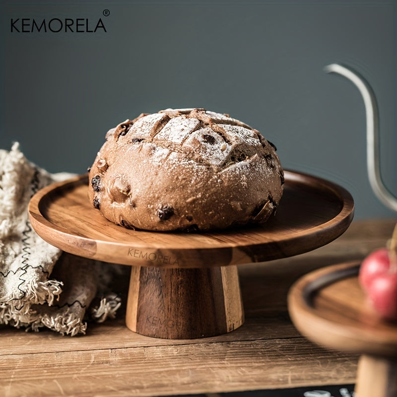 1PC Wood Round Dessert Plate, Wooden Cake Plate, Creative Food Serving Trays, Eco Naural Wood Dessert Fruit Snack Tray, Home Decor, Photography Props