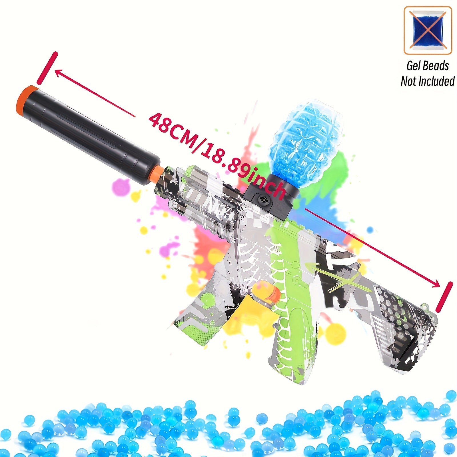 M416-Red Electric Blaster Gun Toys, Eco-Friendly Splatter Ball Blaster With Rechargeable Battery, without Water Beads